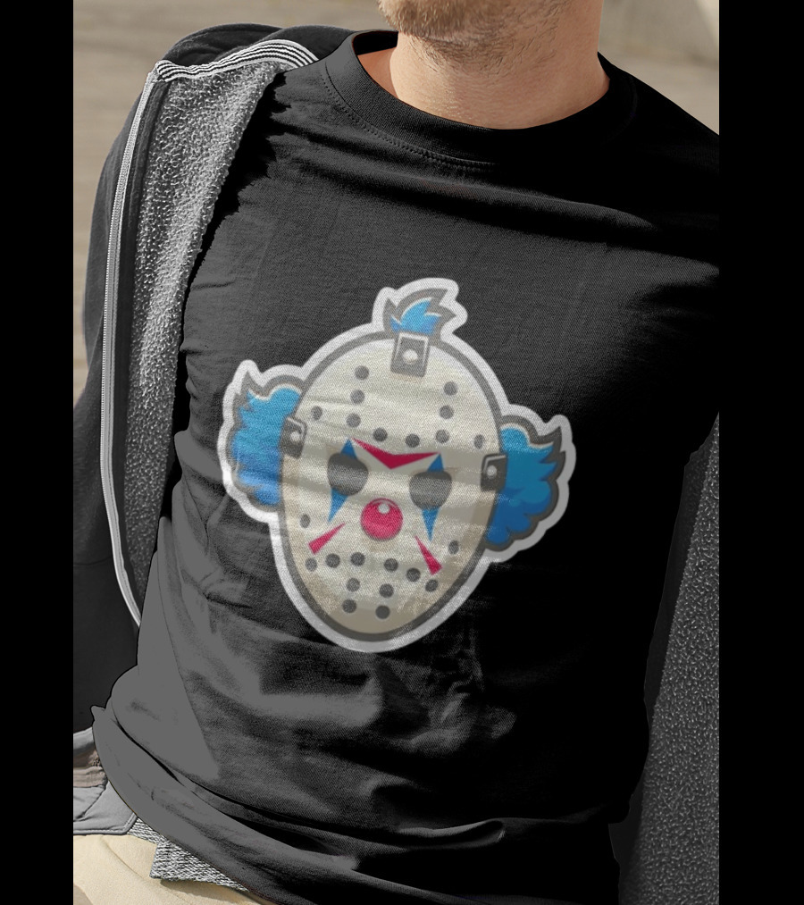 Killer Clown Hockey Mask Horror Mashup Iconic Creepy Face T-Shirt