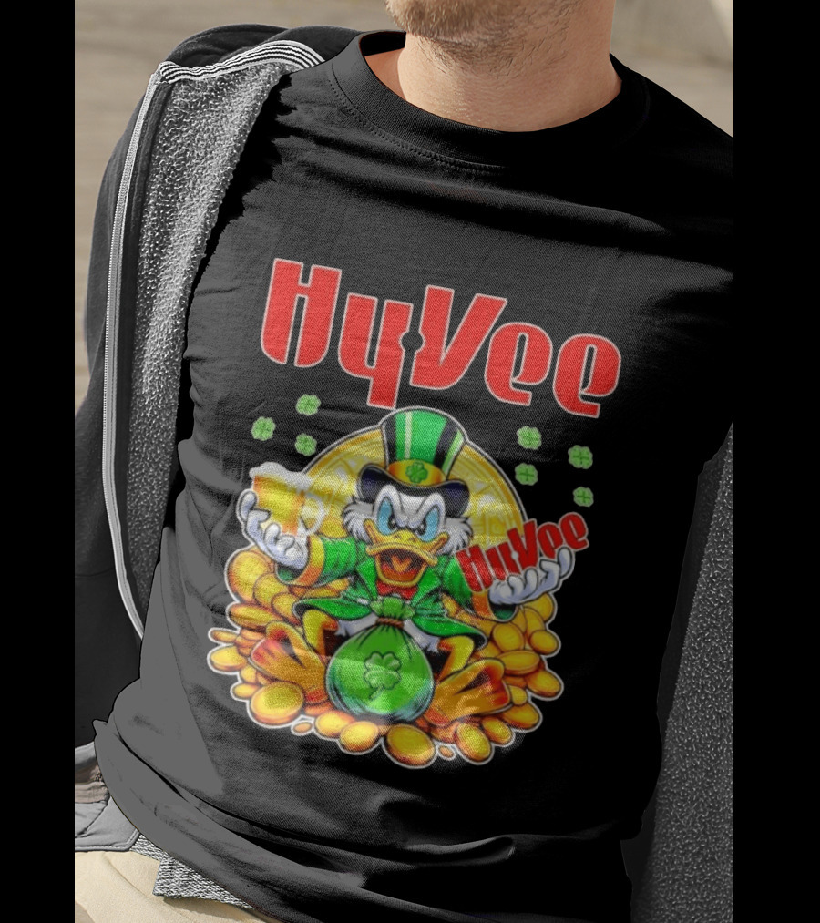 HyVee Scrooge McDuck St Patrick's Day Celebration With Gold Coins And Clover T-Shirt