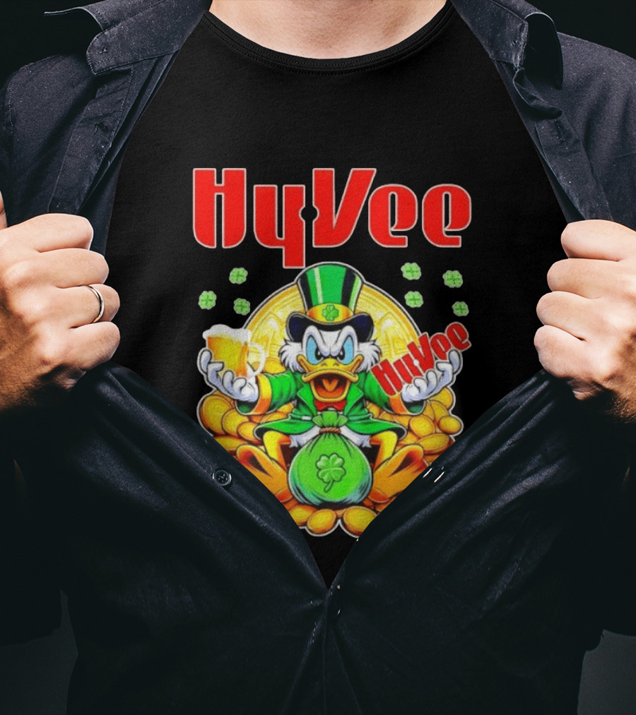 HyVee Scrooge McDuck St Patrick's Day Celebration With Gold Coins And Clover T-Shirt