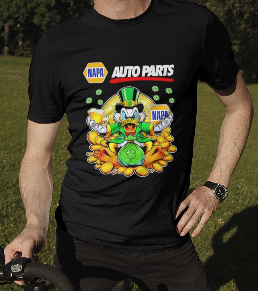 Scrooge McDuck NAPA Auto Parts St Patricks Day Coins And Beer T-Shirt