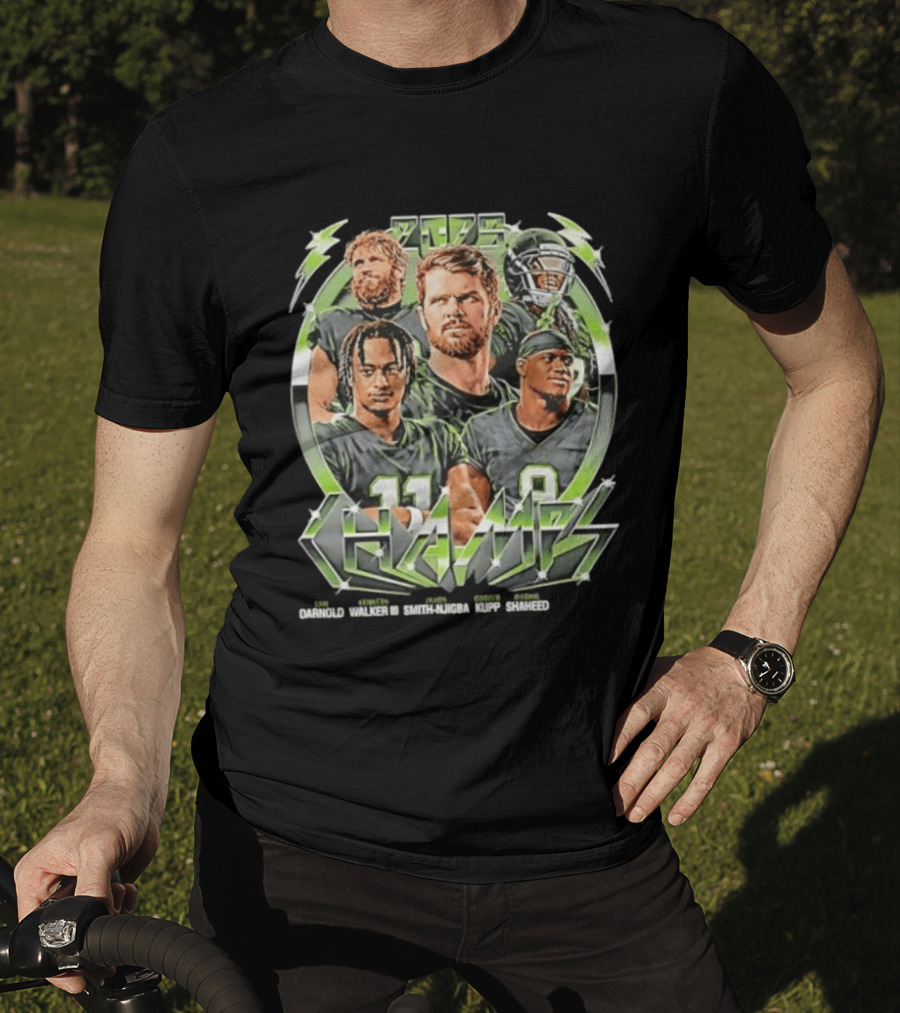 Seattle Seahawks Darnold Walker III Smith Njigba Kupp Shaheed 2025 Champs T-Shirt