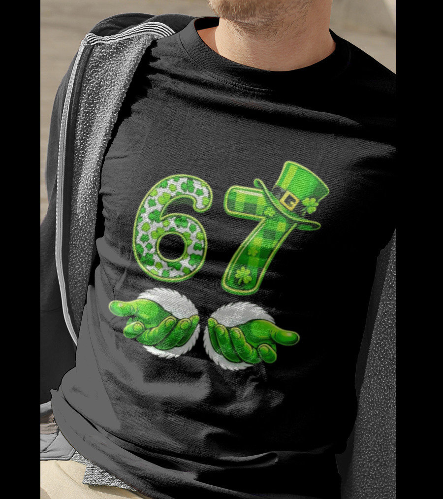 St Patricks Day 67 Shamrock Irish Clover Meme Green Hat Luck T-Shirt