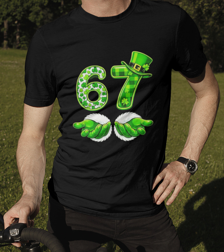 St Patricks Day 67 Shamrock Irish Clover Meme Green Hat Luck T-Shirt