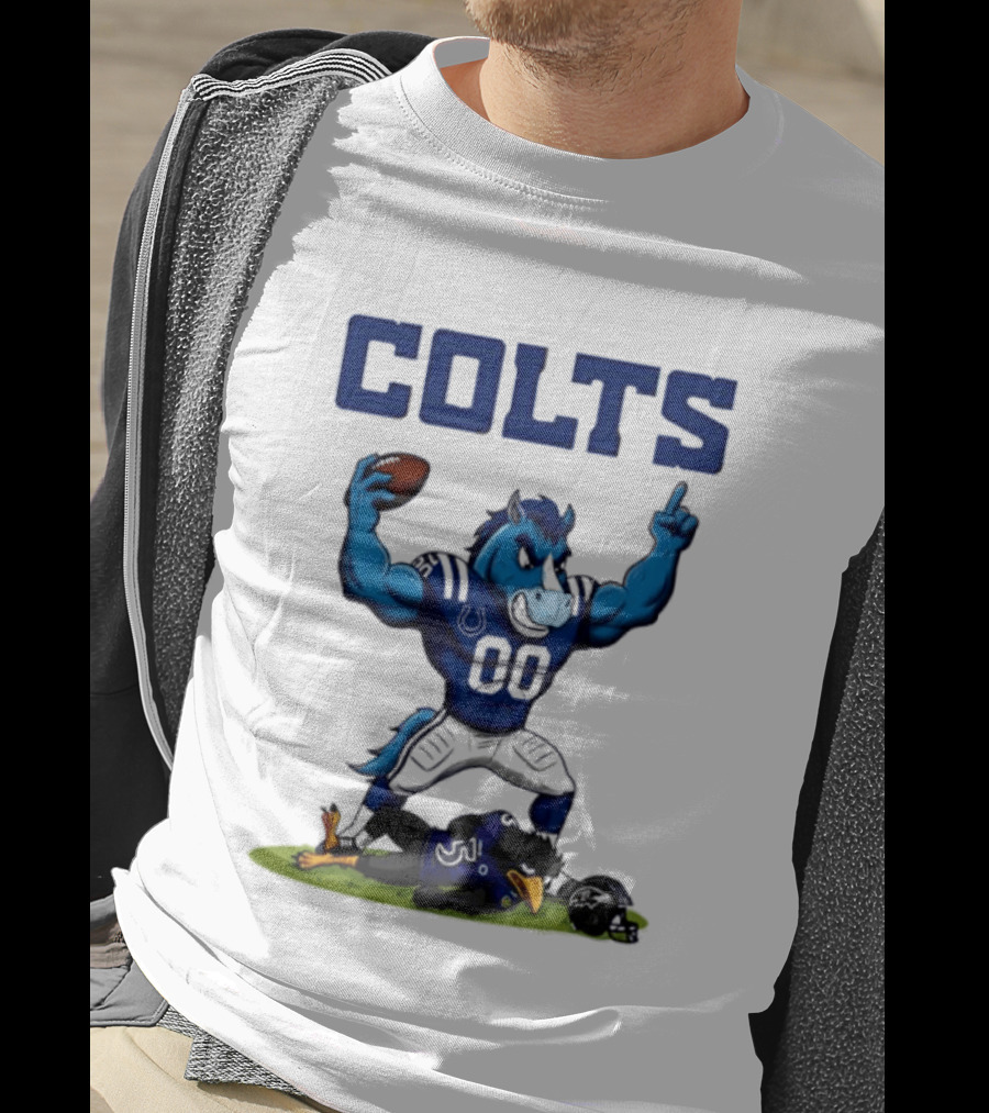 Indianapolis Colts Horse Mascot Defeats Baltimore Ravens Bird Rivalry Football Showdown T-Shirt