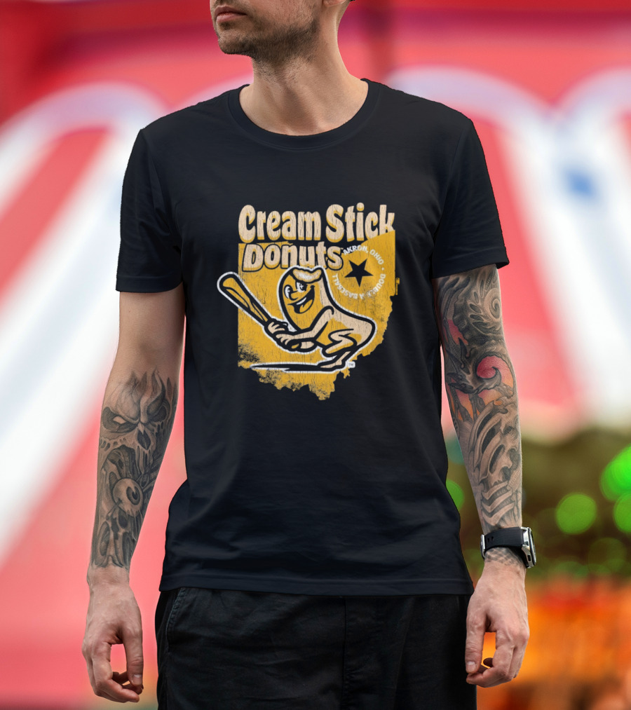 Cream Stick Donuts Ohio Baseball Star Buckeye T-Shirt