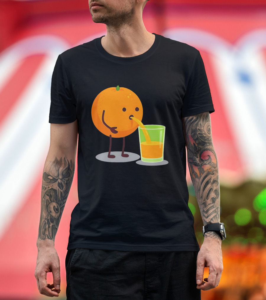 Orange Juice Squeezed Fun Cartoon T-Shirt