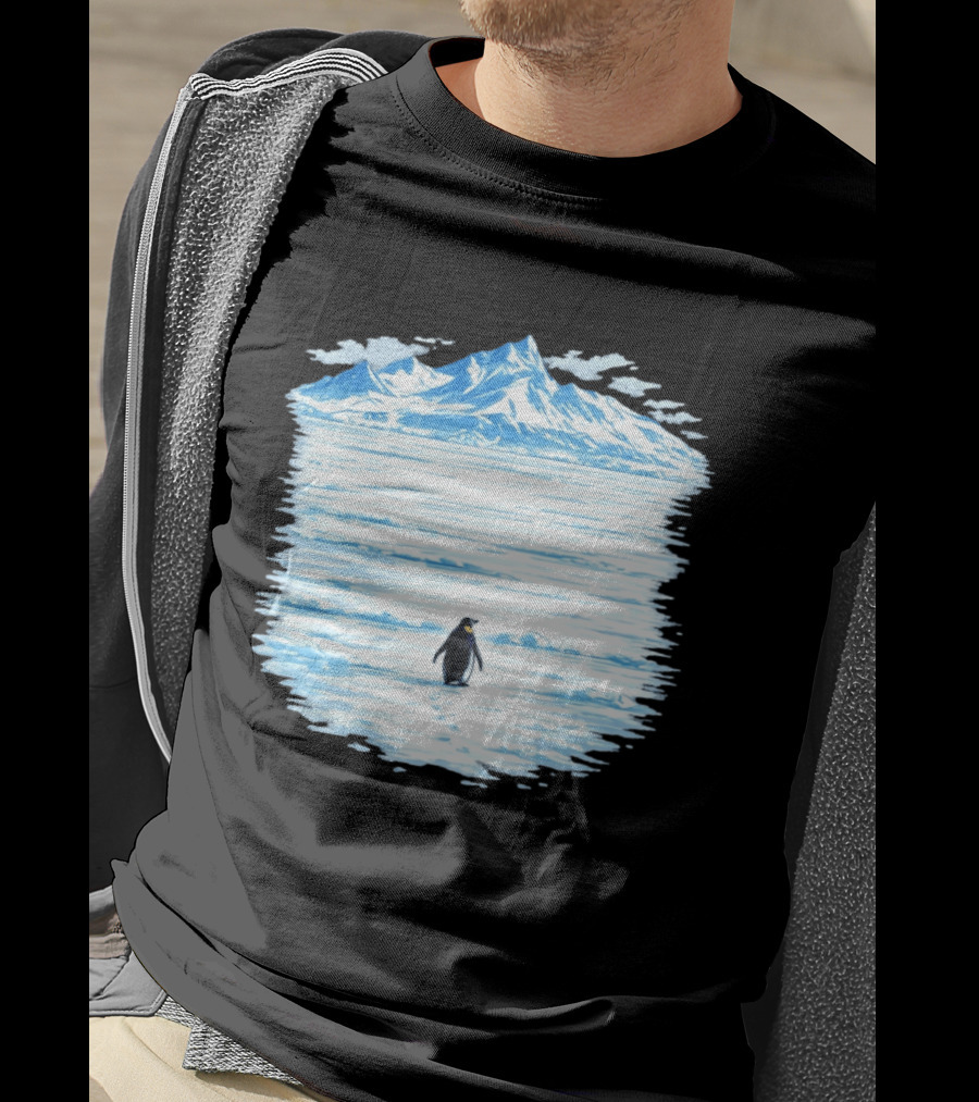 Penguin But Why Snowy Mountain Reflection T-Shirt