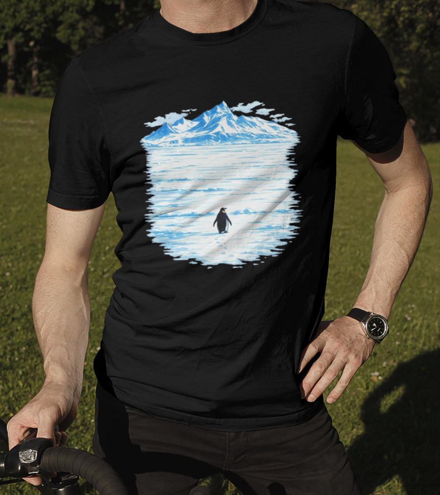 Penguin But Why Snowy Mountain Reflection T-Shirt