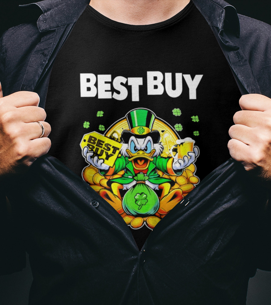 Scrooge McDuck Best Buy St Patrick's Day Coins And Shamrocks Celebration T-Shirt
