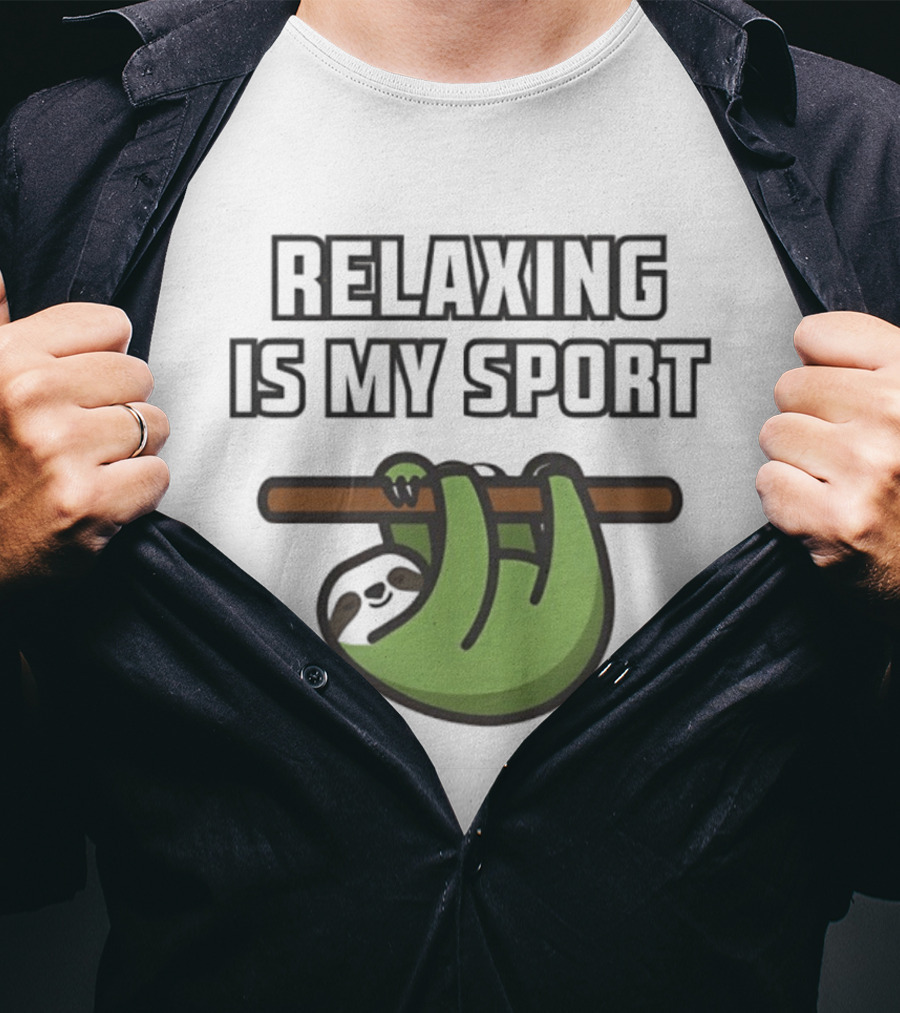 Relaxing Is My Sport Funny Sloth Hanging On Branch T-Shirt