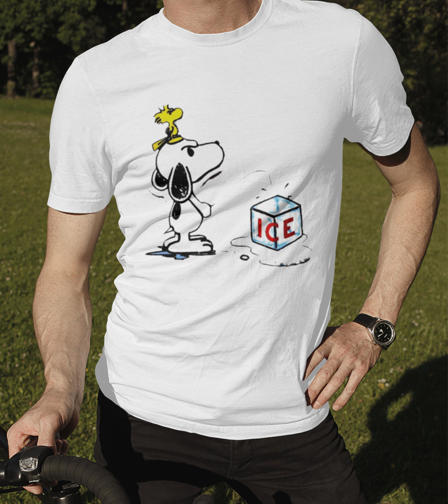 Snoopy Woodstock Piss On Ice Cube Block T-Shirt