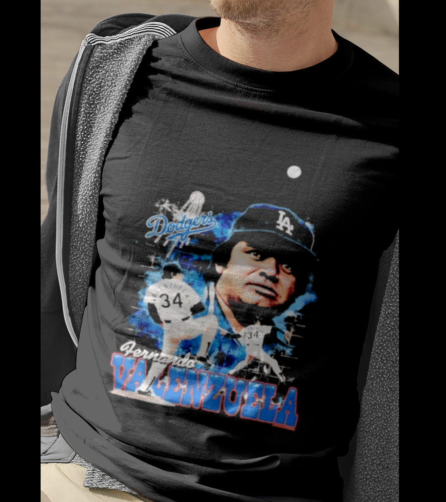 Los Angeles Dodgers Fernando Valenzuela Legendary Pitcher Icon Blue T-Shirt