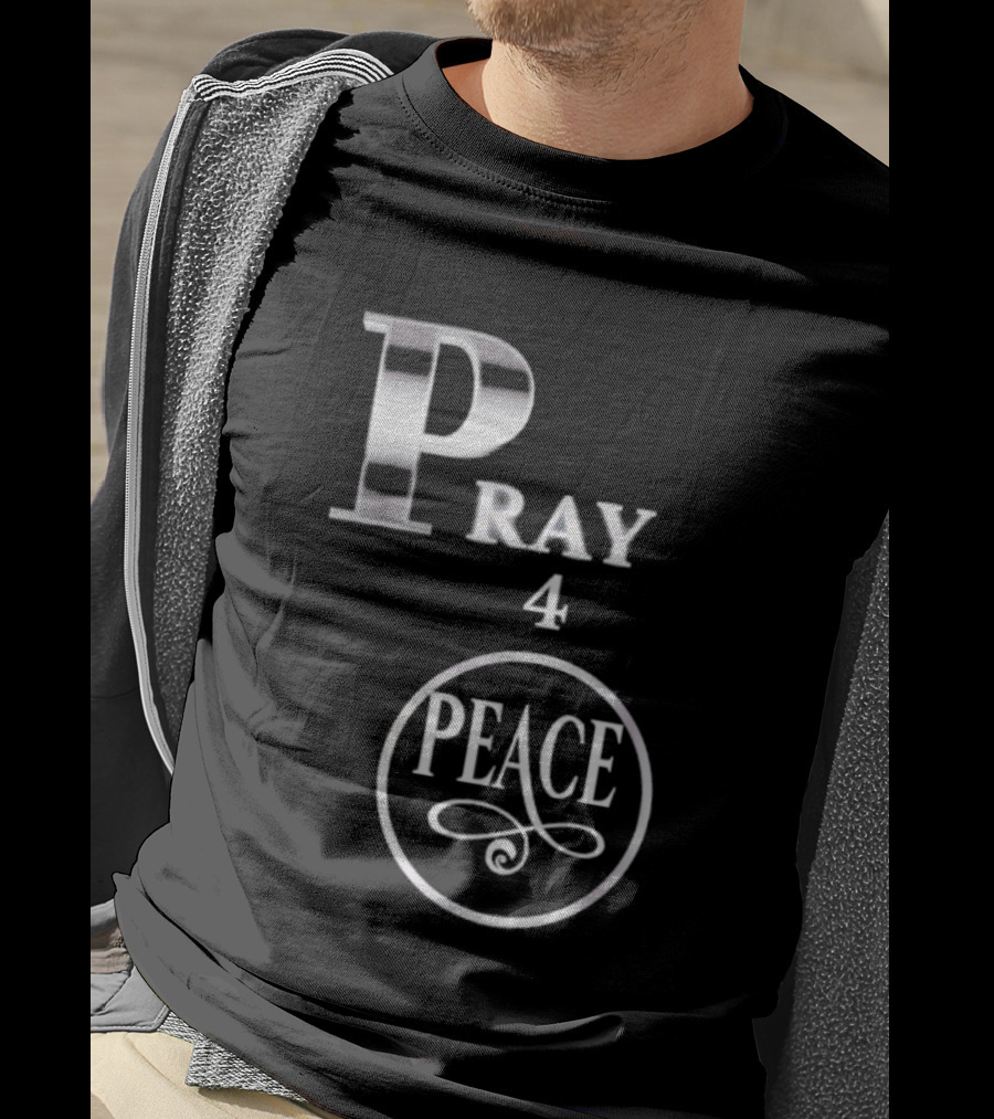 Pray 4 Peace Silver Letters Circular T-Shirt