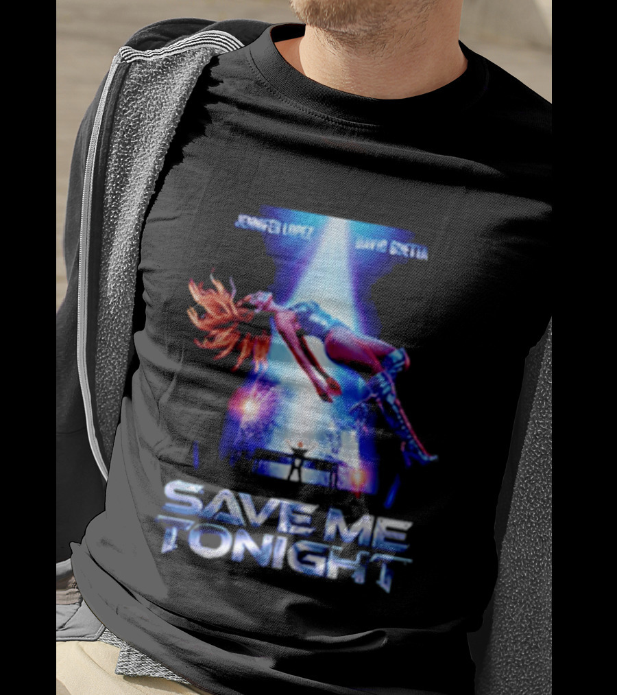 Jennifer Lopez David Guetta Save Me Tonight Neon T-Shirt