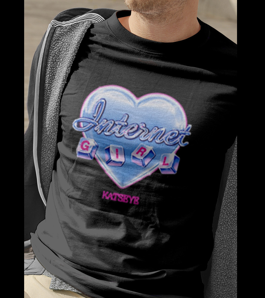 Katseye Internet Girl Neon Blue Heart T-Shirt