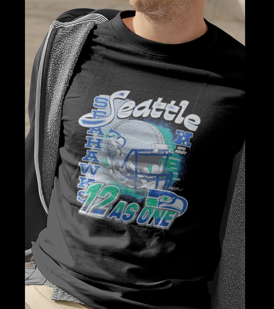 Seattle Seahawks 12 As One NFC West Football Helmet T-Shirt