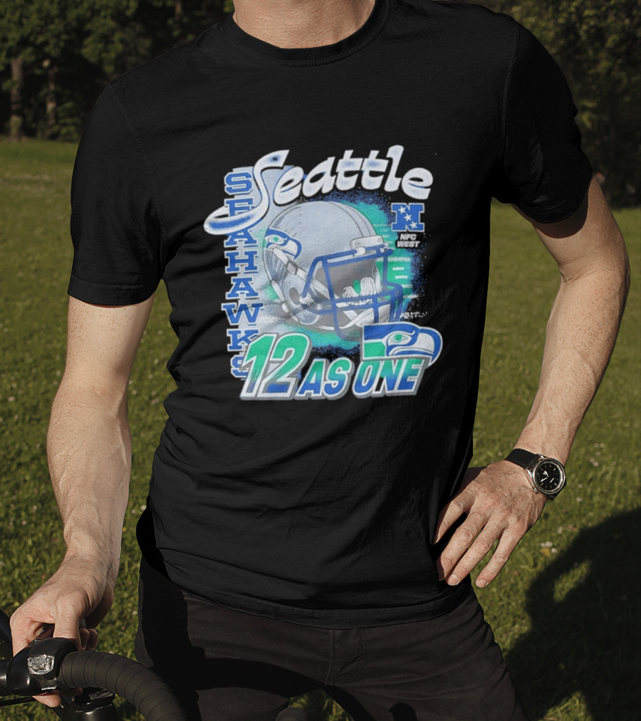 Seattle Seahawks 12 As One NFC West Football Helmet T-Shirt