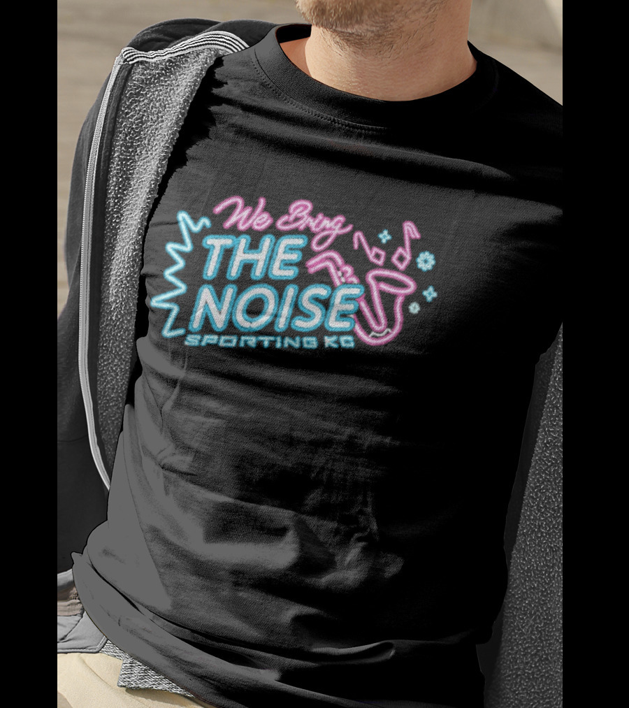We Bring The Noise Sporting KC Blue Pink Saxophone T-Shirt