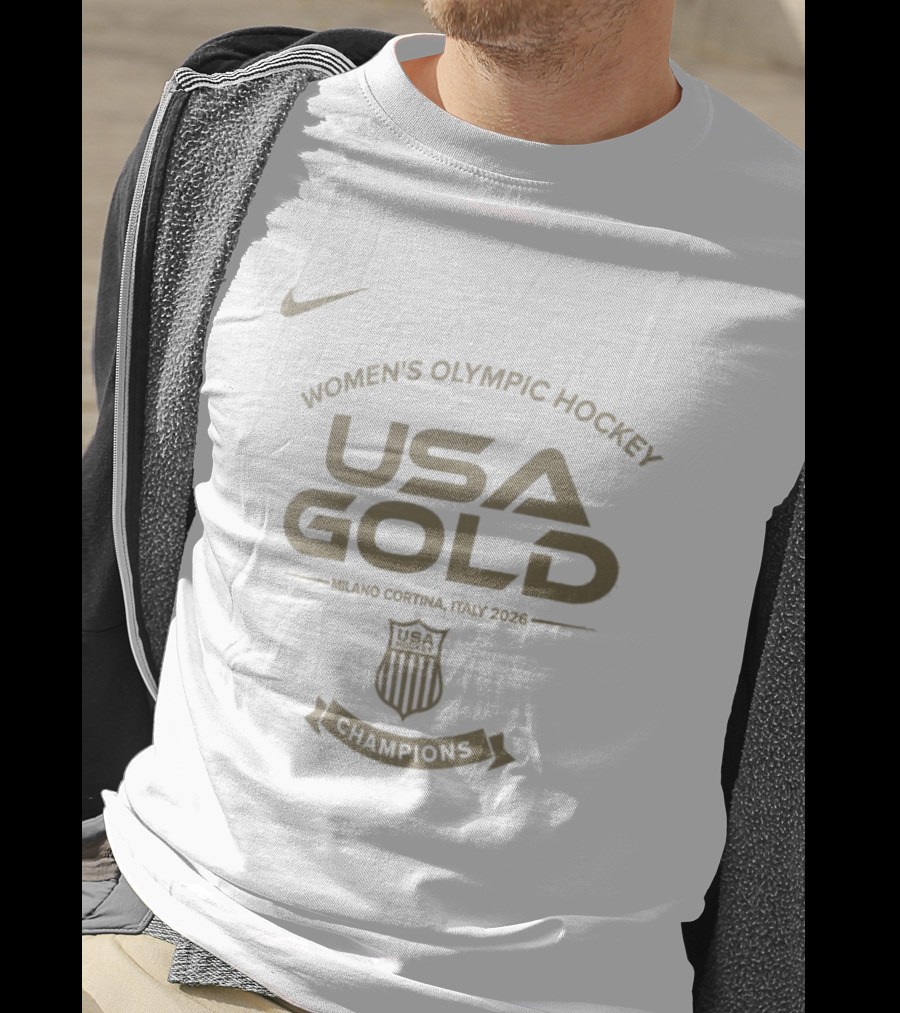 Women's Olympic Hockey USA Gold Milano Cortina Italy 2026 Champions Nike T-Shirt