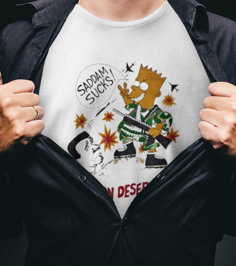 Bart Operation Desert Dude Saddam Sucks Explosion Camo T-Shirt
