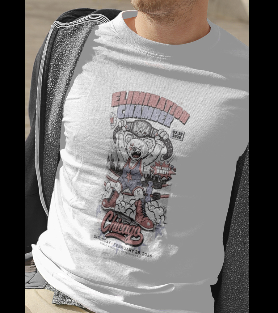 Elimination Chamber 2026 Chicago Cartoon Bear T-Shirt