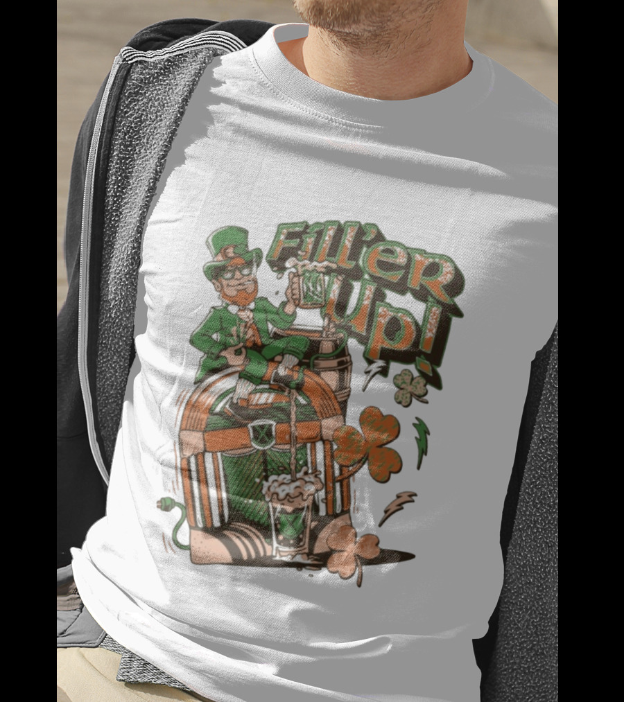 Fill'er Up St. Patrick's Day Leprechaun Beer And Jukebox Celebration T-Shirt