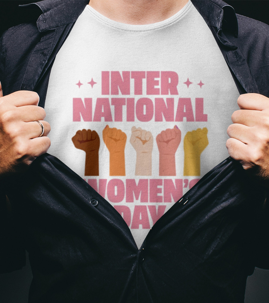 International Women's Day Raised Fists Empowerment Unity Celebration T-Shirt