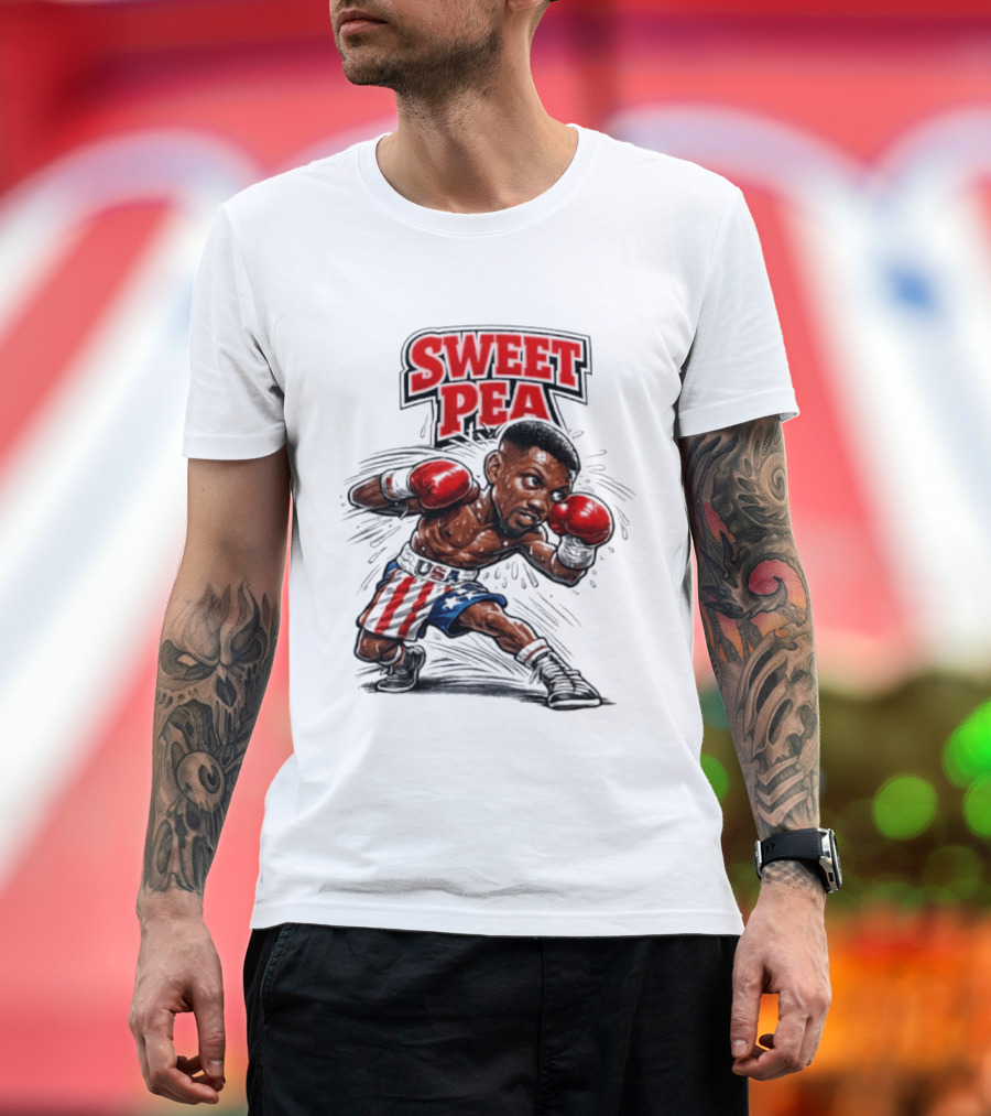 Sweet Pea Pernell Whitaker Boxing Caricature USA Flag Shorts T-Shirt