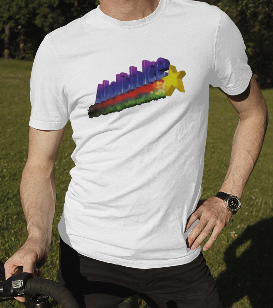 Abolish ICE Star Bold Text With Colorful Gradient And 3D Effect T-Shirt