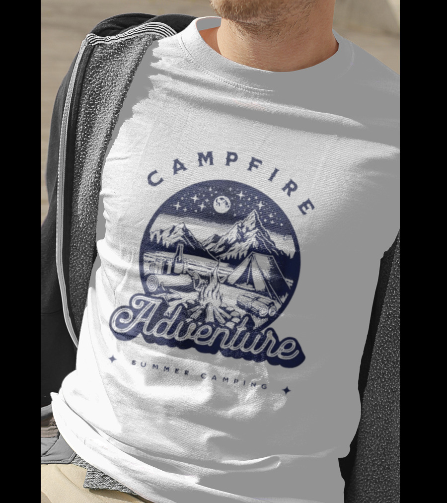 Campfire Adventure Mountains Summer Camping Experience T-Shirt