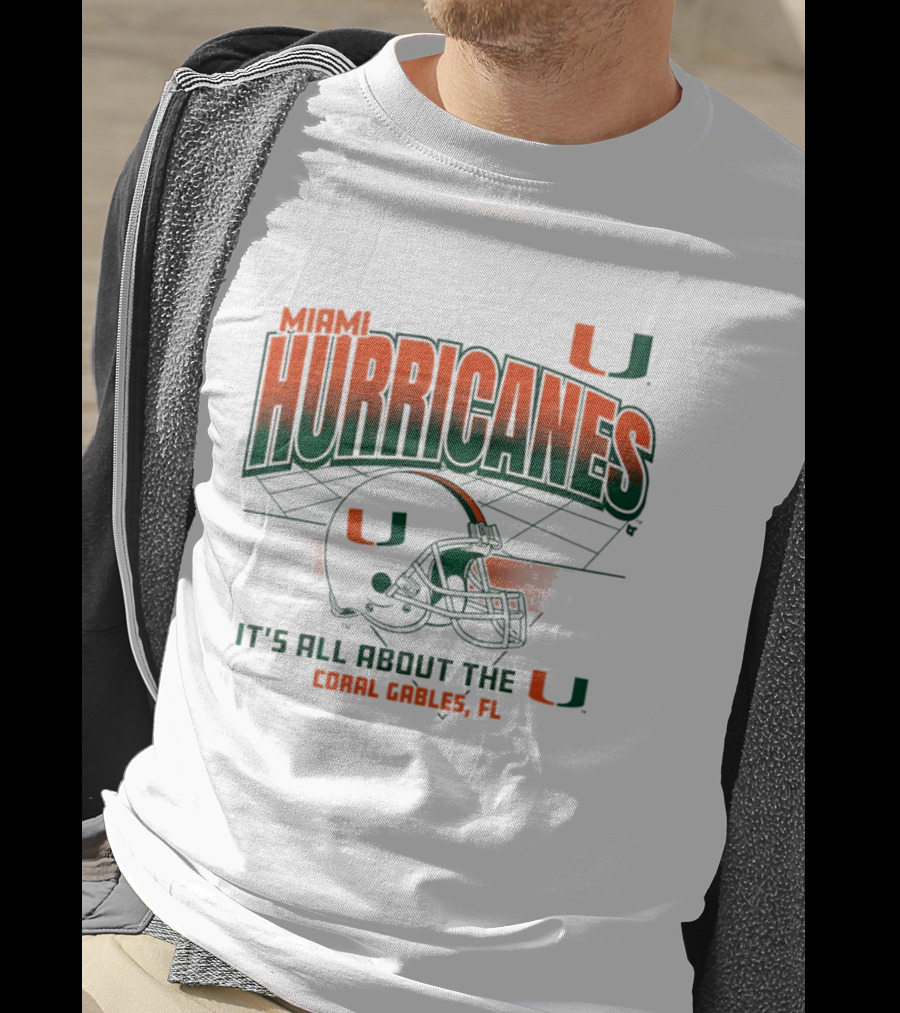 Miami Hurricanes Football Helmet It's All About The U Coral Gables 2026 T-Shirt