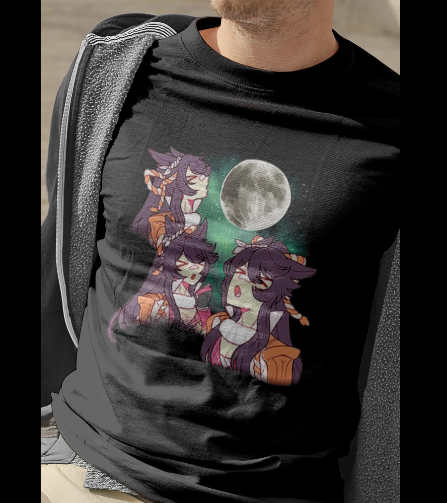 Agnes Tachyon Anime Character Three Wolf Moon Meme T-Shirt