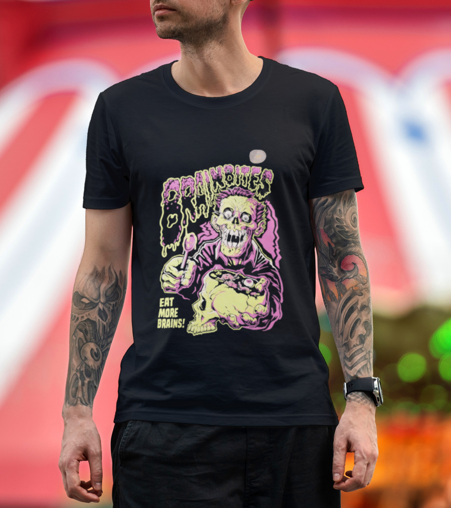 Brainbites Eat More Brains Horror Zombie Eating T-Shirt