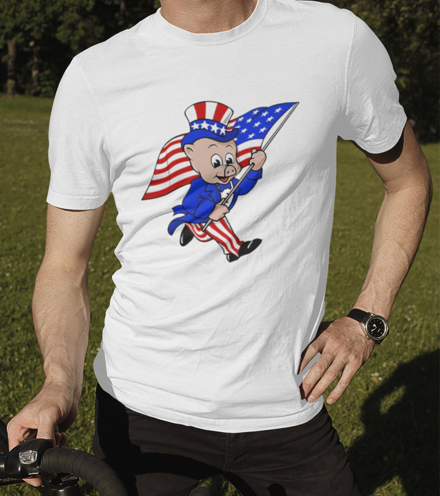 Piggly Wiggly Patriotic July 4th Celebration With American Flag And Uncle Sam Hat T-Shirt