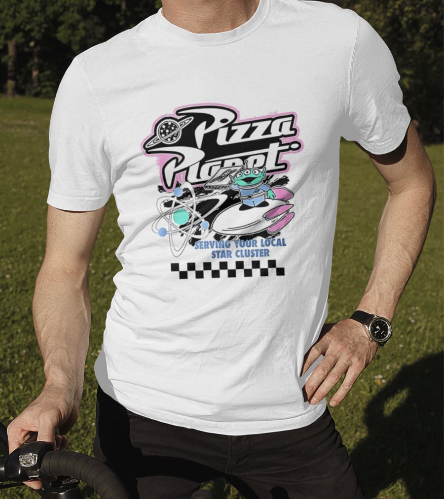 Pizza Planet Toy Story Serving Your Local Star Cluster Alien Spaceship T-Shirt