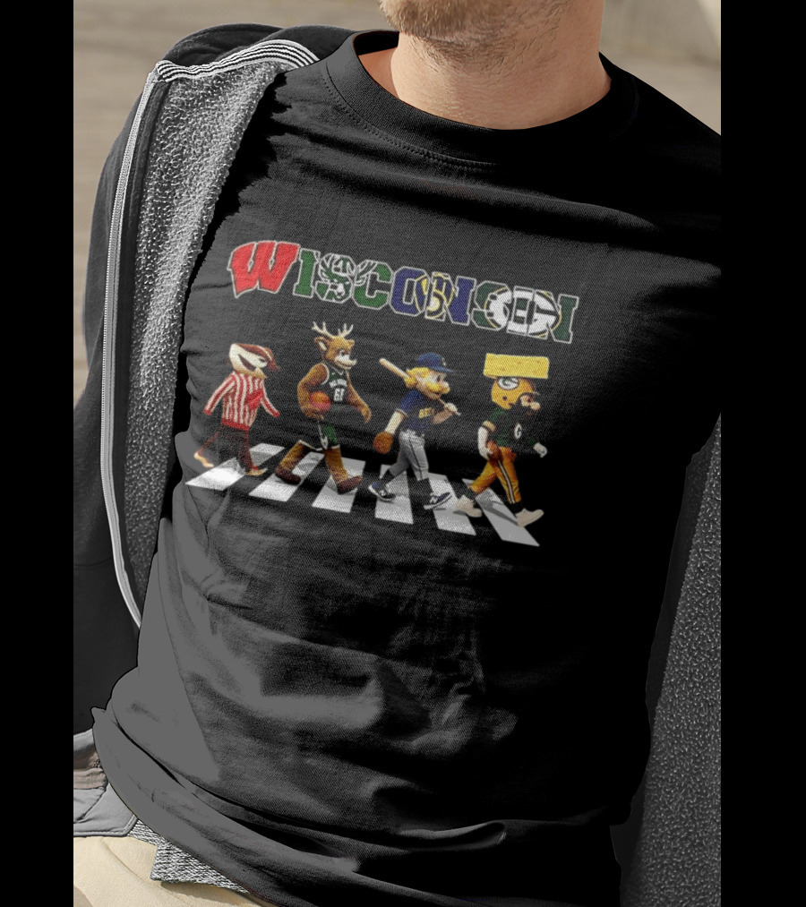 Wisconsin Badgers Bucks Brewers Packers Abbey Road T-Shirt