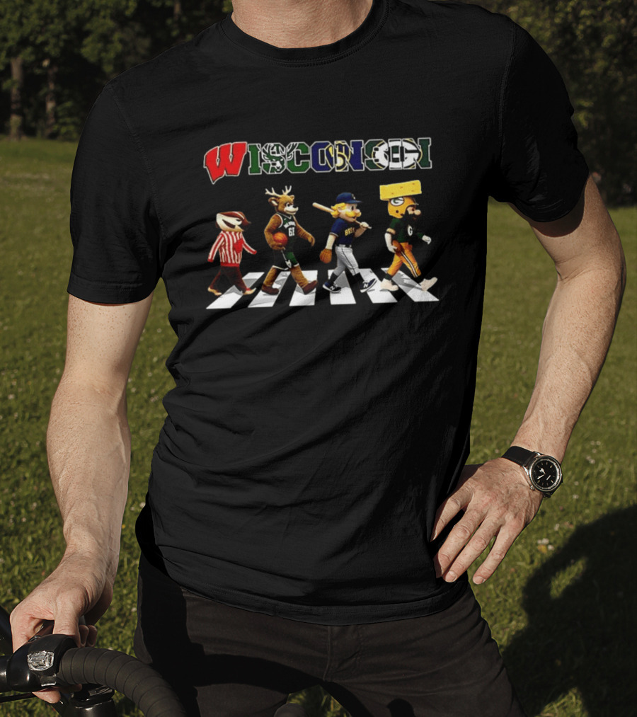 Wisconsin Badgers Bucks Brewers Packers Abbey Road T-Shirt