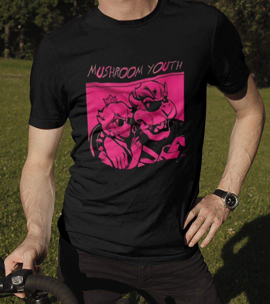 Mushroom Youth Cartoon Cow And Girl Friends Pop T-Shirt