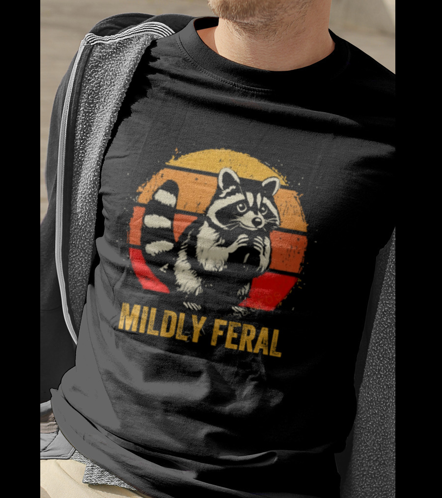 Raccoon Mildly Feral Vintage Sunset T-Shirt