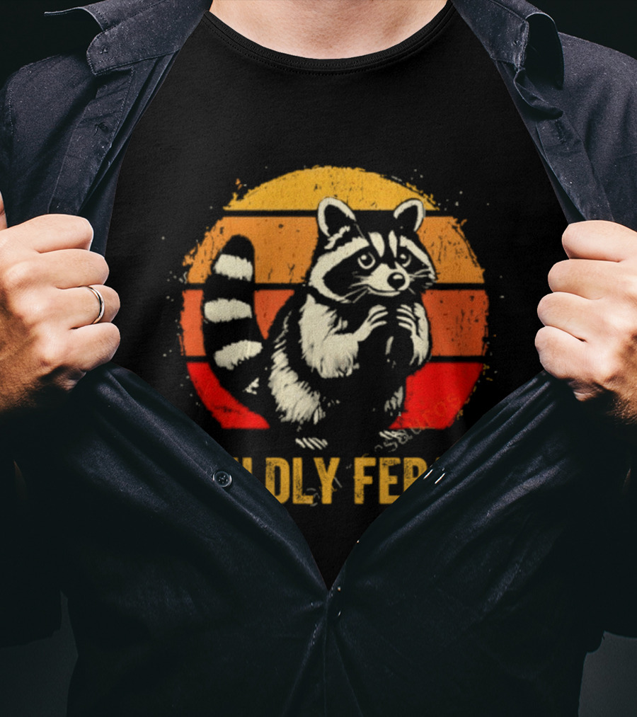 Raccoon Mildly Feral Vintage Sunset T-Shirt