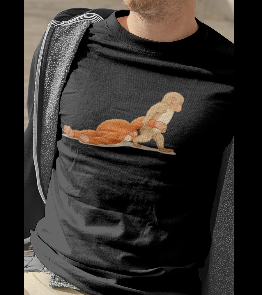 Baby Monkey Punch Hilarious Cartoon Primate Scene T-Shirt