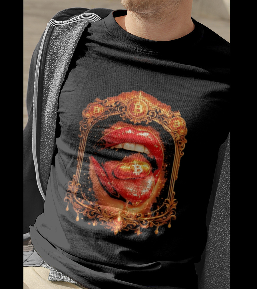 Bitcoin Orange Pill Lips Iconic Cryptocurrency T-Shirt