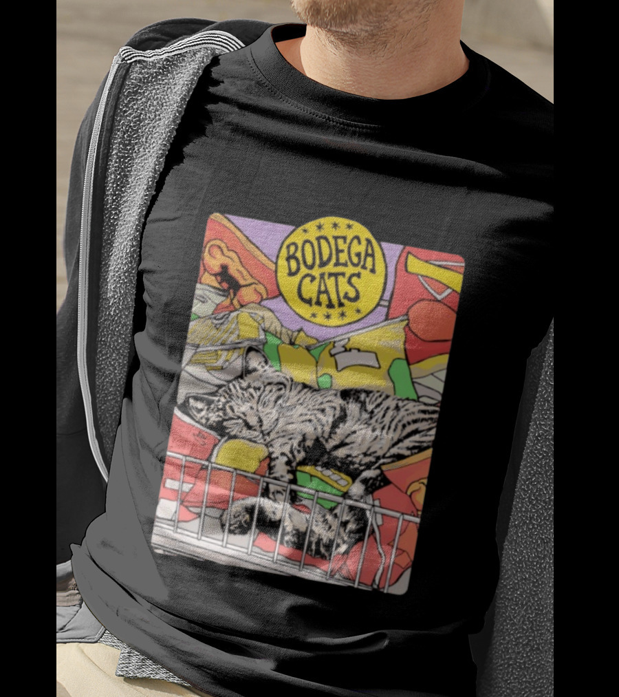 Bodega Cats Sleeping On Grocery Shelf T-Shirt
