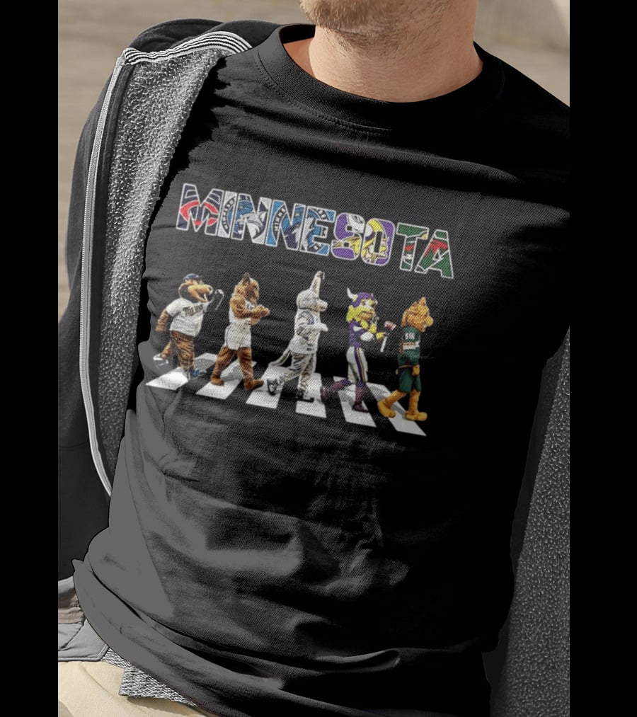Minnesota Twins Timberwolves Wild Vikings Golden Gophers Mascot Abbey Road T-Shirt