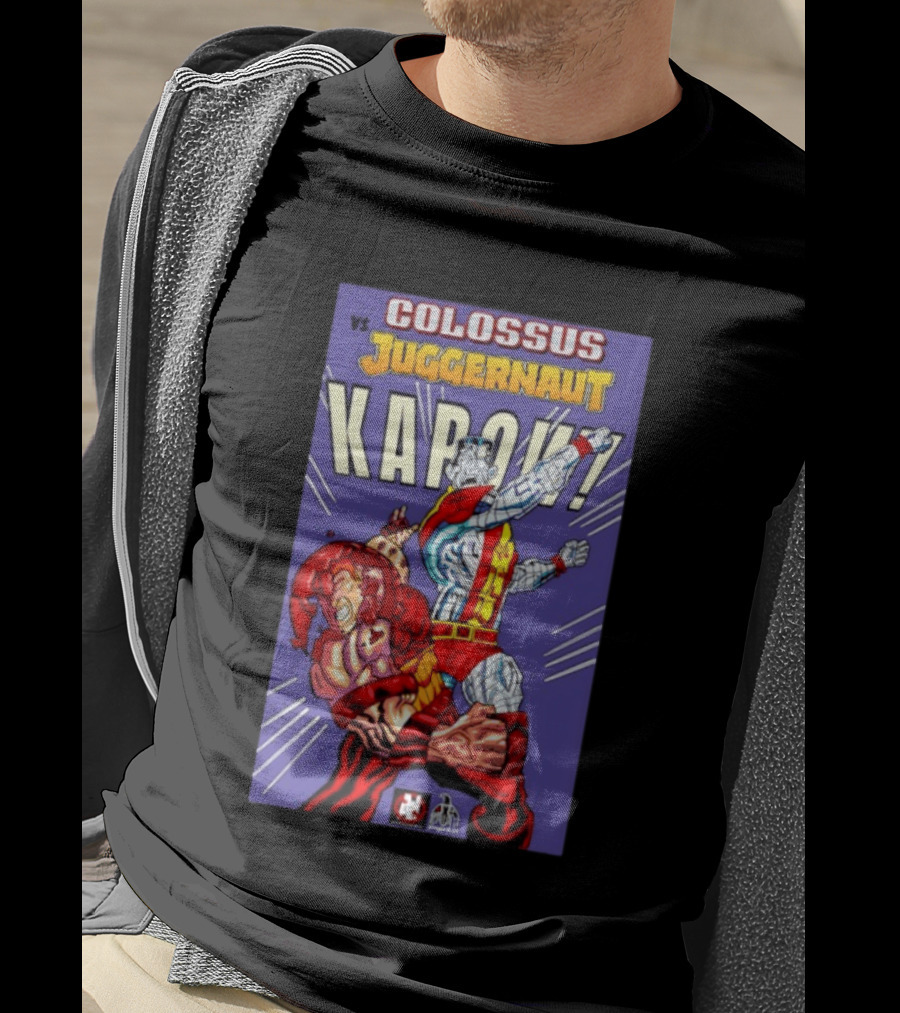 Colossus Vs Juggernaut Kapow Marvel Comics Battle Scene T-Shirt