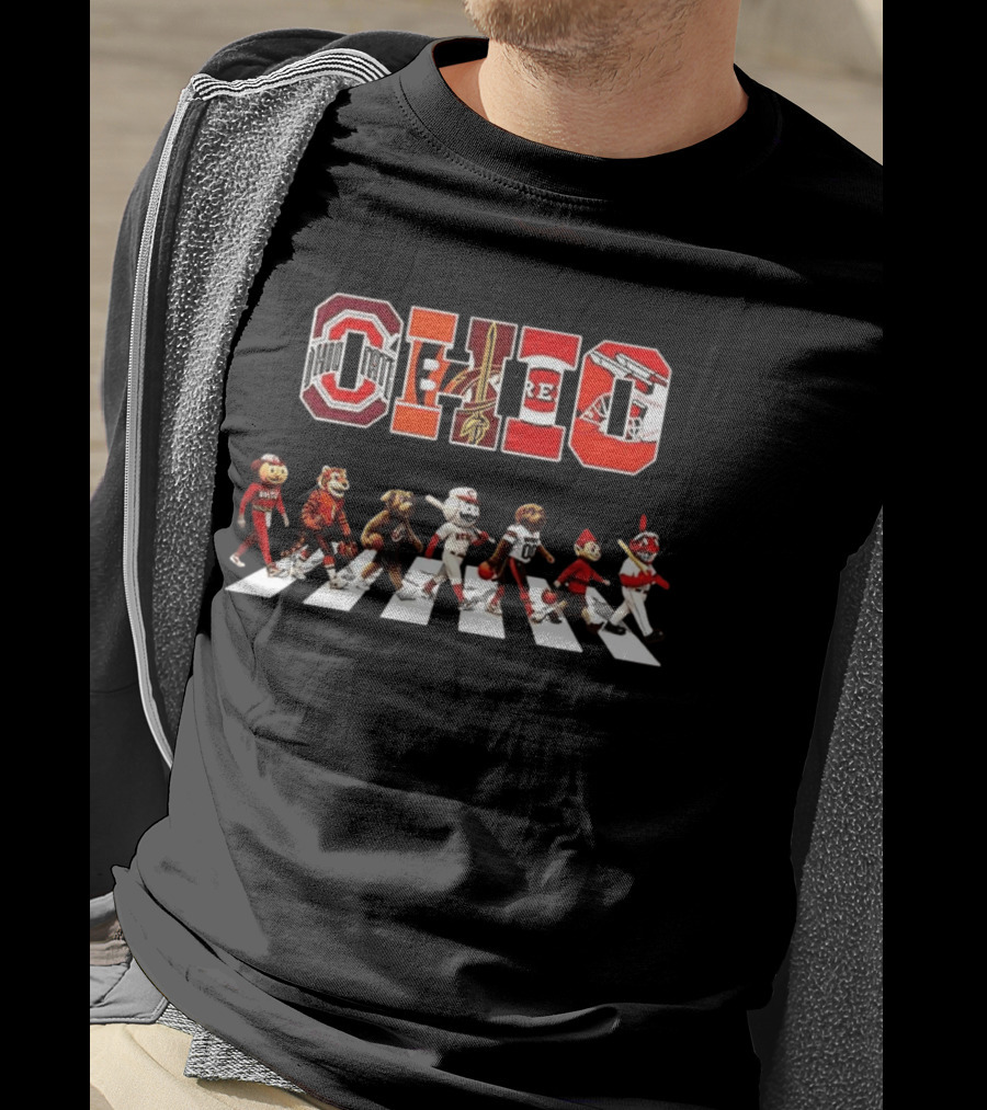 Ohio State Buckeyes Cavaliers Reds Sports Mascots Abbey Road T-Shirt