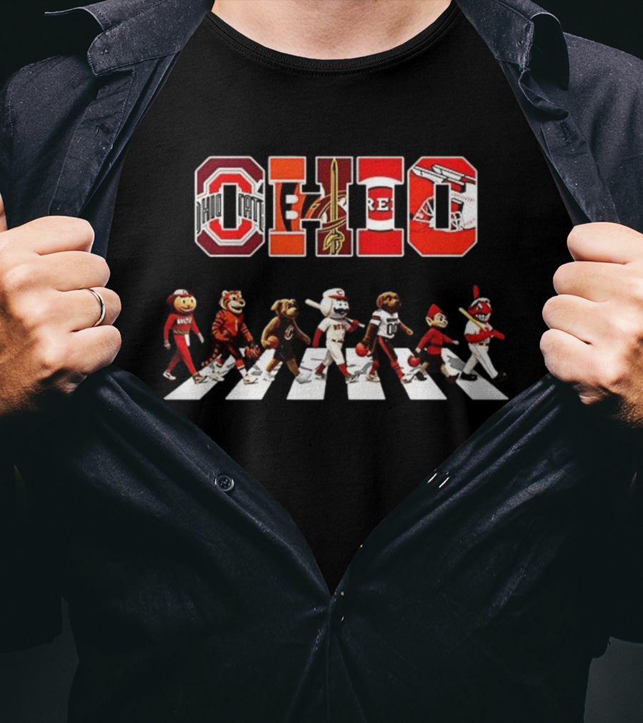 Ohio State Buckeyes Cavaliers Reds Sports Mascots Abbey Road T-Shirt