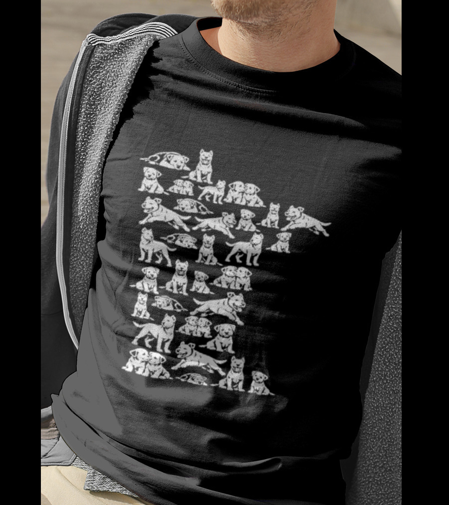 Pit Bull Terrier Silhouettes Minnesota Map T-Shirt