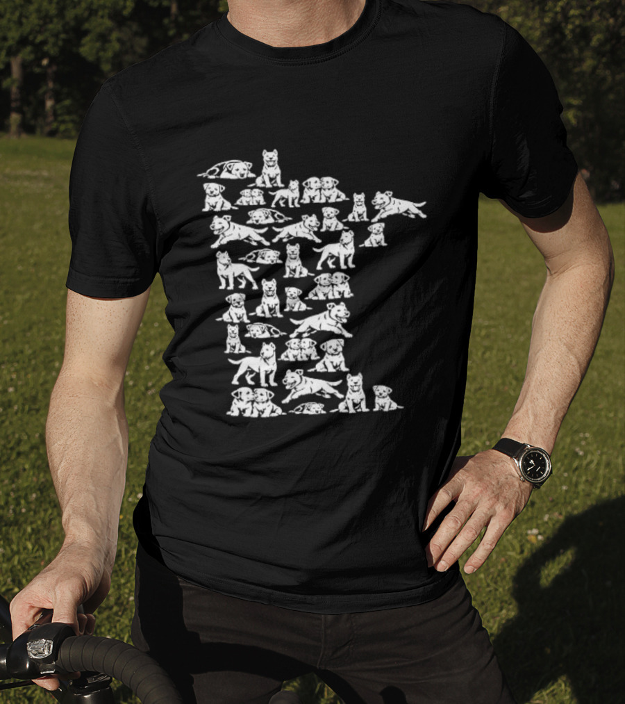 Pit Bull Terrier Silhouettes Minnesota Map T-Shirt