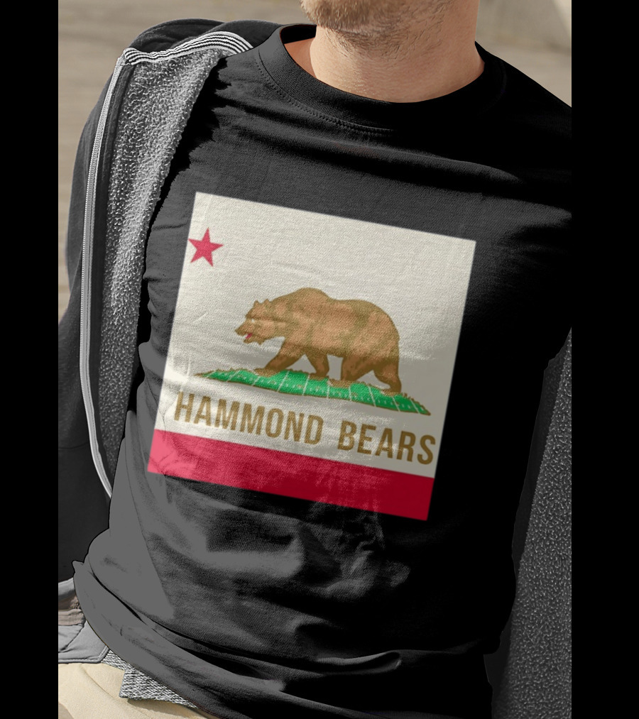 Hammond Bears California Flag Red Star Bear Image T-Shirt